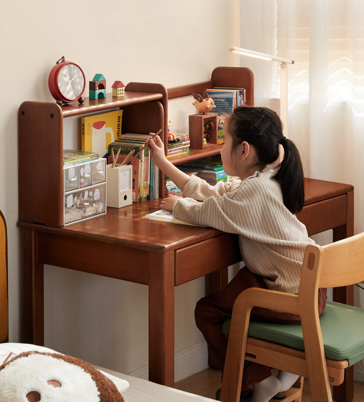 Poplar Solid Wood Children's Study Table Bookshelf Integrated