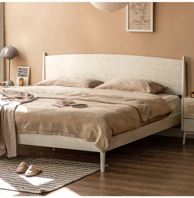 Ach solid wood bed modern French cream style