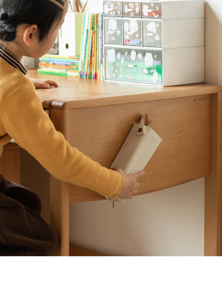 Beech solid wood bookshelf integrated children's desk