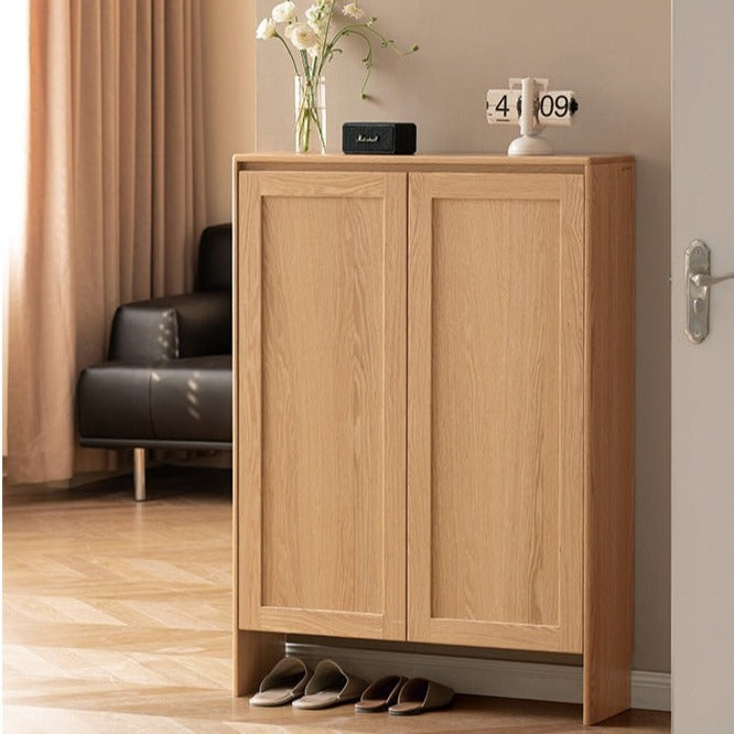 Oak solid wood ultra-thin shoe cabinet entry entrance cabinet)