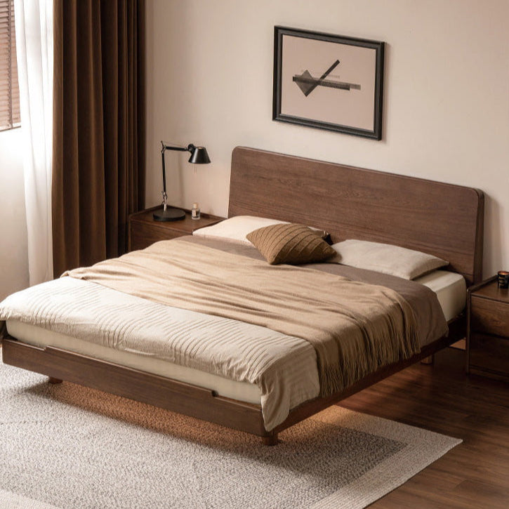 Teak solid wood Modern Simple Luminous Multifunctional Bed