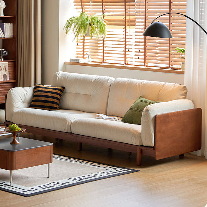 Rubber Solid Wood Fabric Sofa Ancient Style
