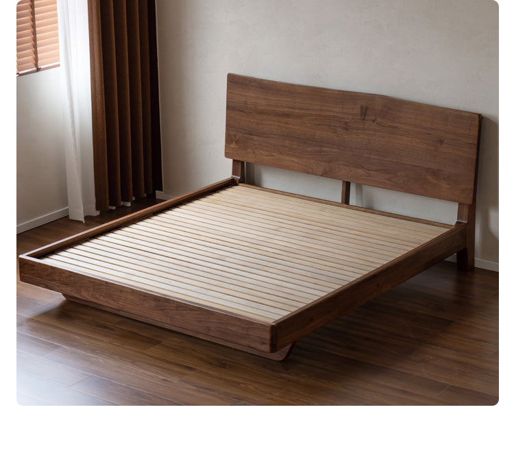 Black Walnut solid wood bed Wabi-sabi style