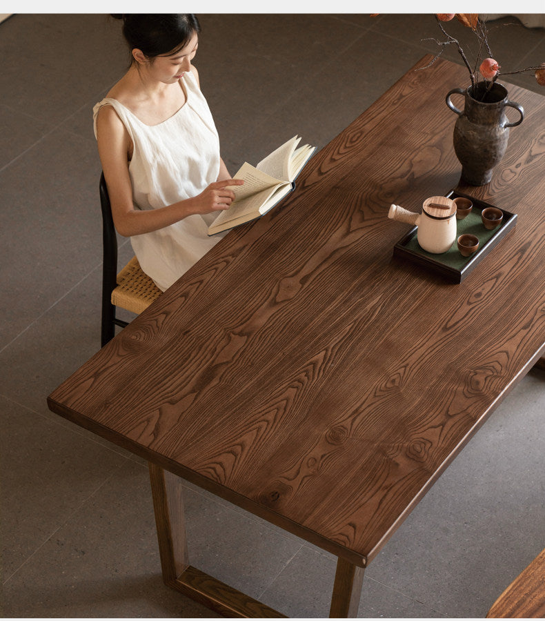 Ash, Black Walnut Solid Wood Dining Table with Wide Board and Natural Edges