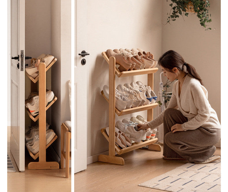 Beech Solid Wood Multi Layer Ultra Thin Shoe Racks