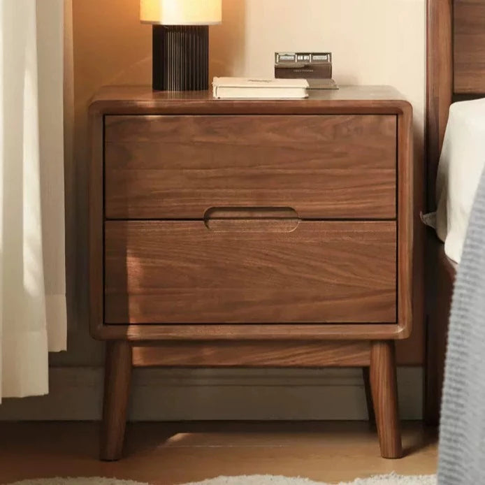 Black Walnut Solid Wood nightstand Storage"