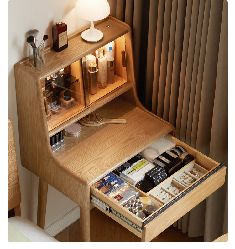 Ash Solid Wood Lighted Dressing Table