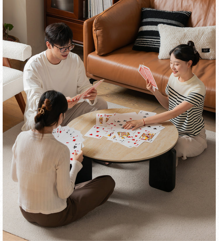 Oak solid wood modern rock board round coffee table: