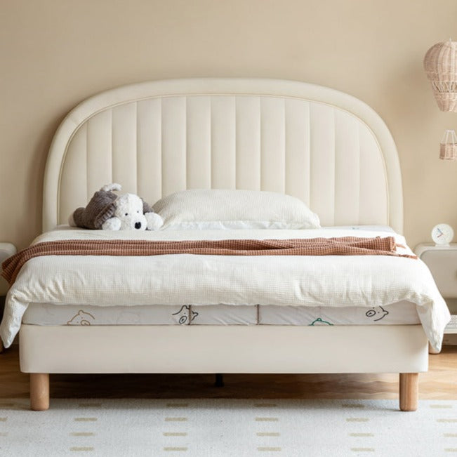 Children's Bed Modern Simple White Cream organic leather"