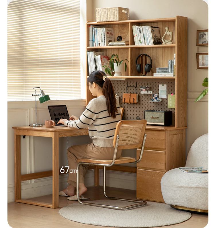 Oak solid wood computer desk with drawer