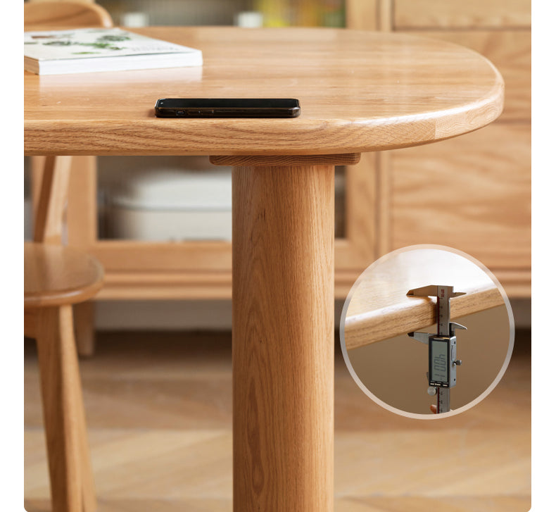 Oak Solid Wood Round Corner Long Dining Table