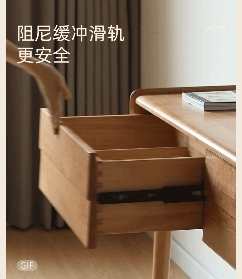 Cherry Solid Wood Retro Style Dressing Table