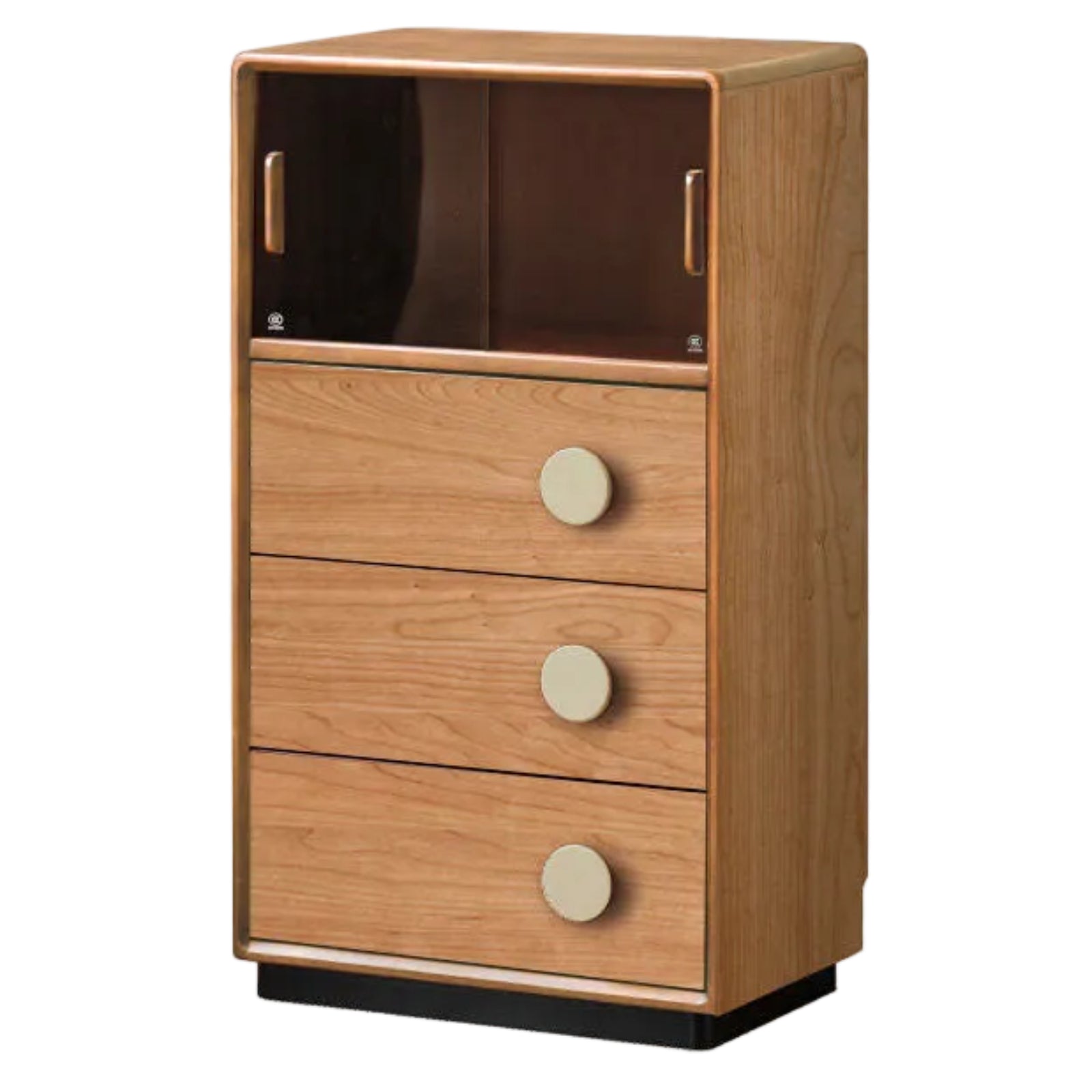 Poplar, Cherry Solid Wood Middle Ages Side Cabinet.