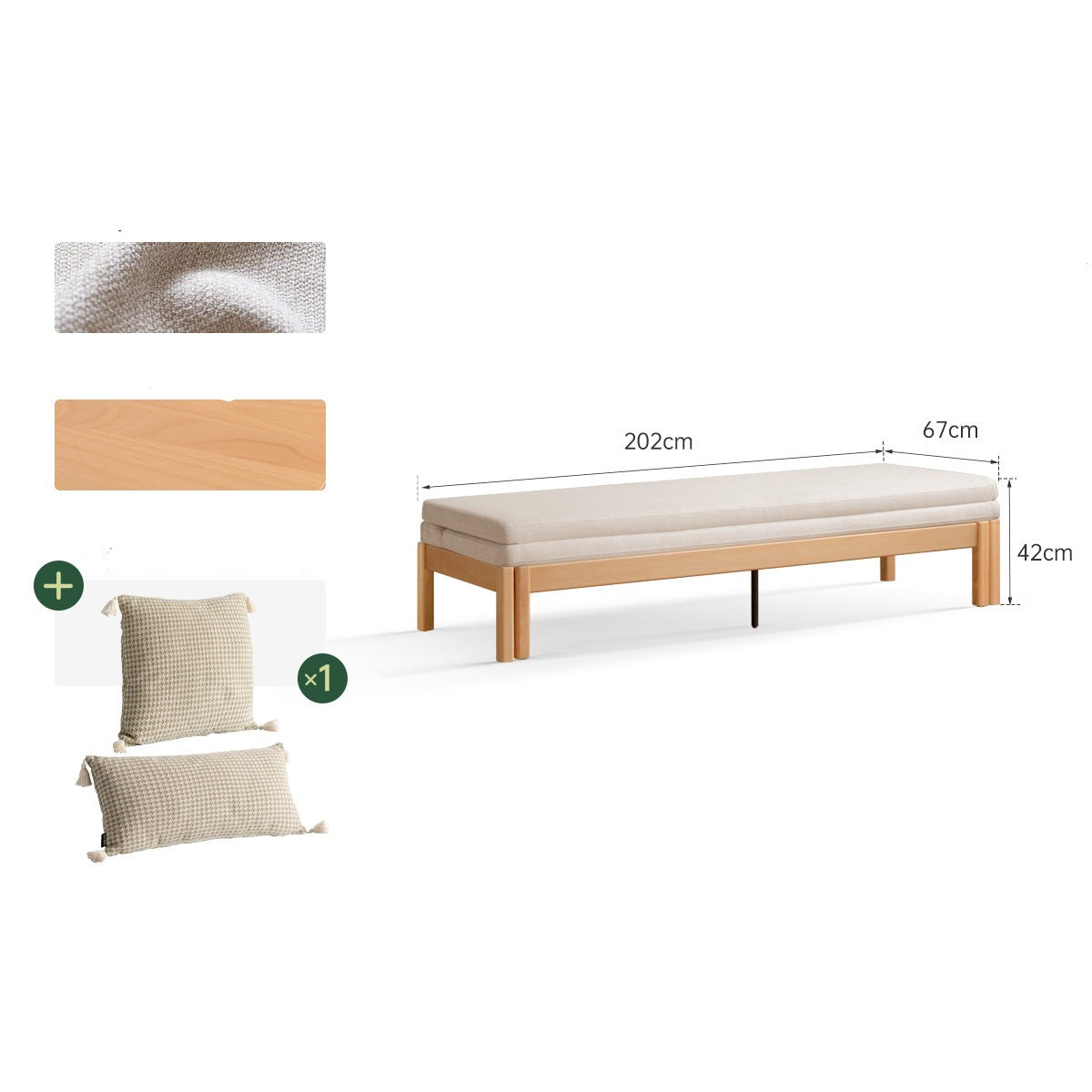 Oak solid wood sofa bed folding multi-functional telescopic+