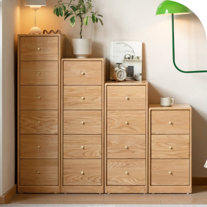 Oak, Beech solid wood side cabinet, multi-functional storage)