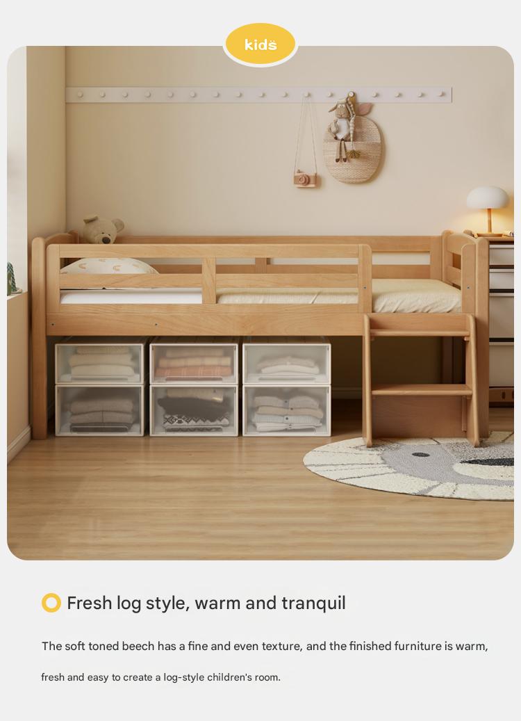 Oak solid wood single with guardrail bed