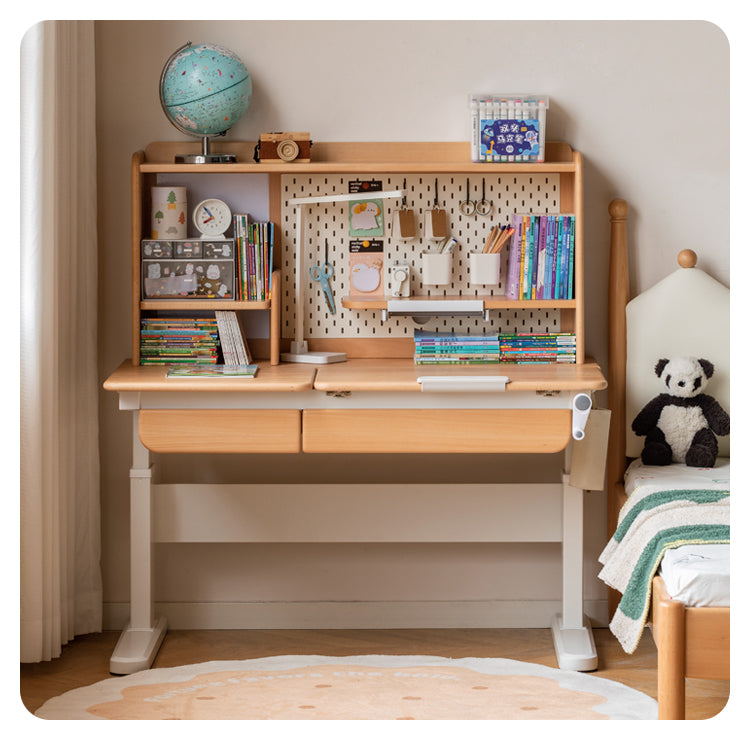 Beech Solid Wood Hand Crank Lift Children's Study Table