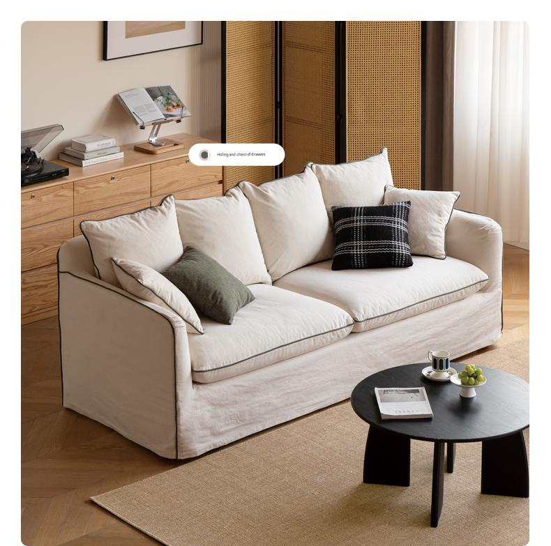 100%Cotton & Linen Sofa – Cream White Fabric