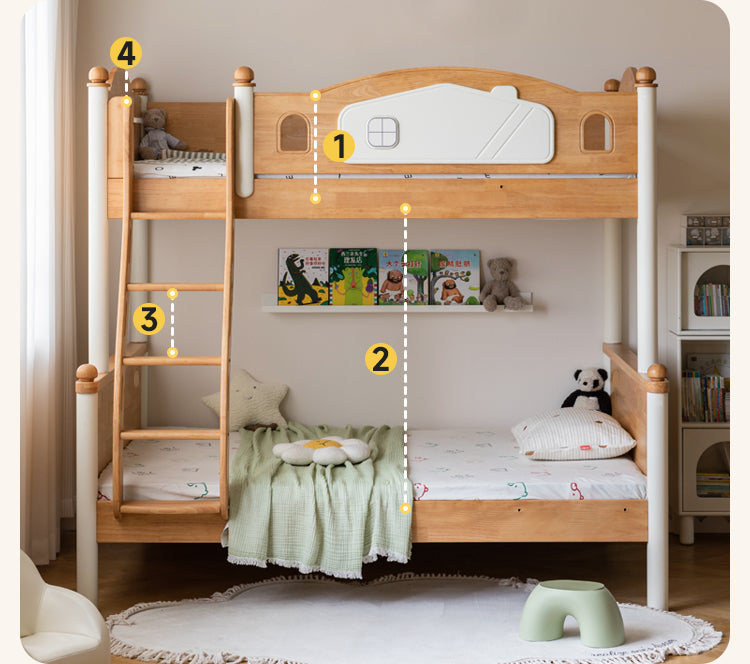 Rubber Solid Wood Children's Bunk Bed