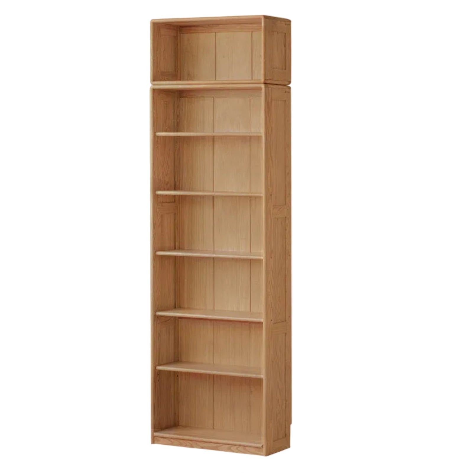 European Beech, Oak Solid Wood Floor-Standing Bookshelf with Glass Door Display