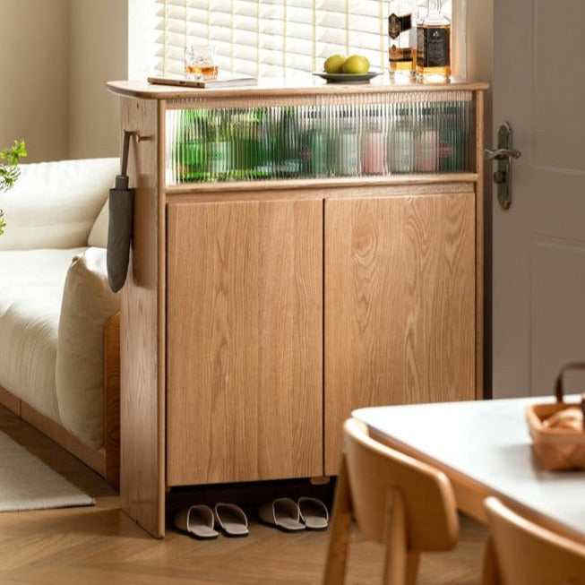 Oak Solid Wood Partition Shoe Cabinet
