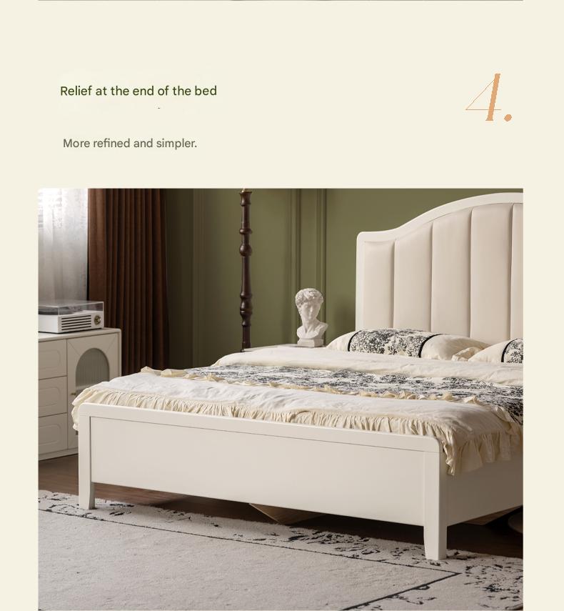 Rubber Solid Wood Arched Channel-Tufted Upholstered Storage Bed, Cream