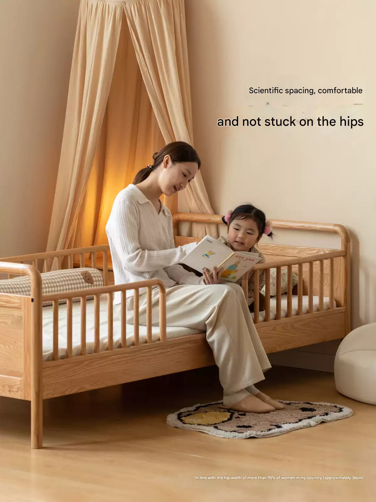 Oak solid wood multi-functional Toddler Bed<