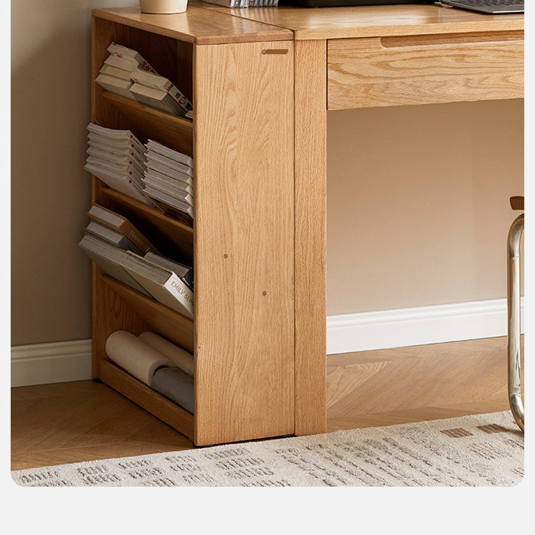 Oak solid wood small book rack against the wall