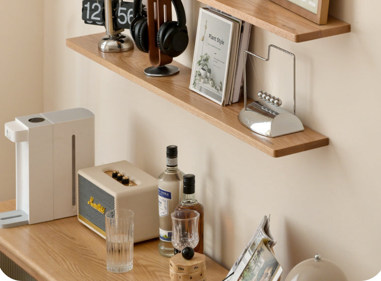 Oak, Black walnut Solid Wood Wall Shelf Bookcase