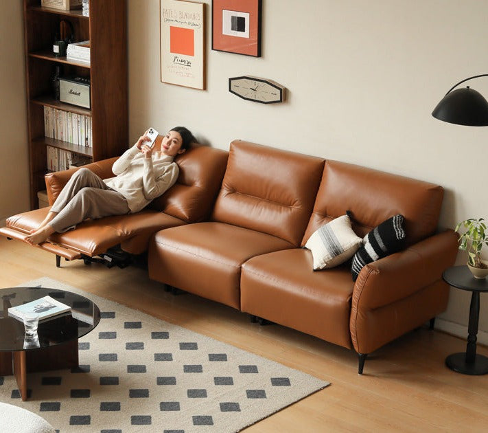 Leather Sofa, Head Layer, Cowhide Electric Sofa)