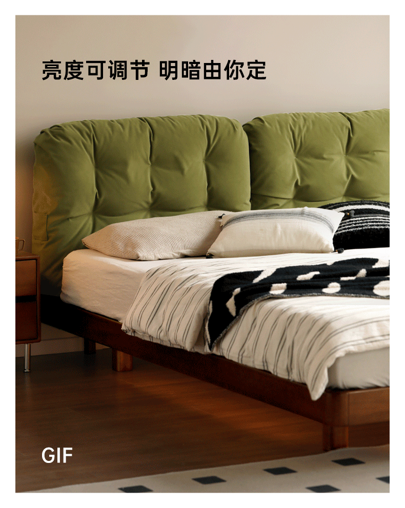 Poplar, Oak solid wood vintage soft retro bed