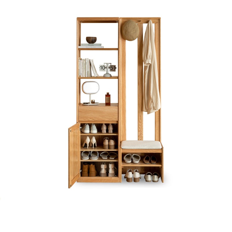Oak solid wood Clothes hangers racks, Shoe Cabinets