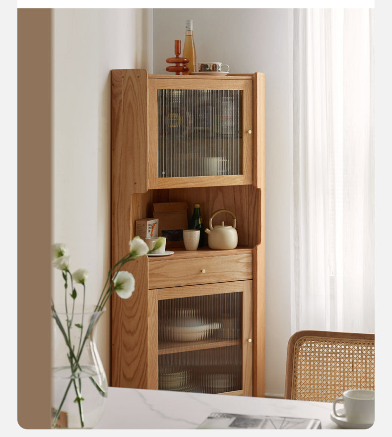 Oak Solid Wood Corner Side Cabinet