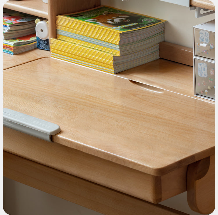 Beech Solid Wood Children's Lifting desk, adjustable table board"