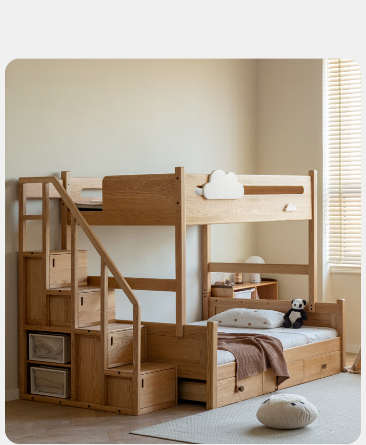 Oak Solid Wood Children's Cloud Bunk Bed