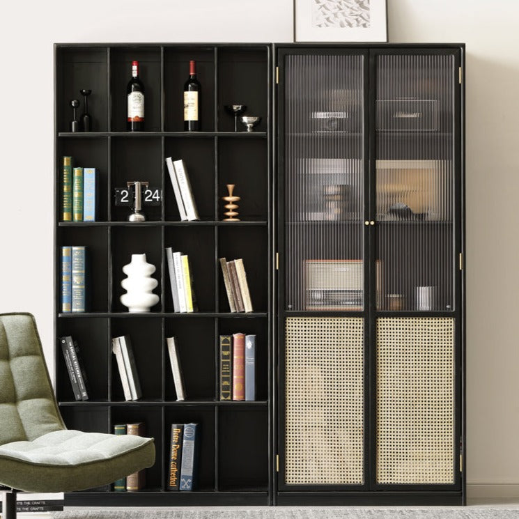 Oak solid wood bookcase black retro<