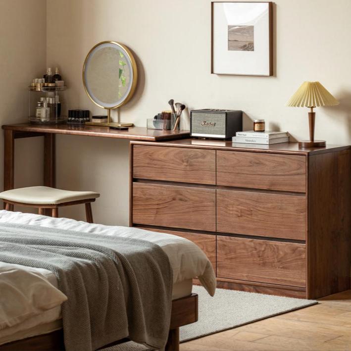 Black walnut solid wood retractable dressing table