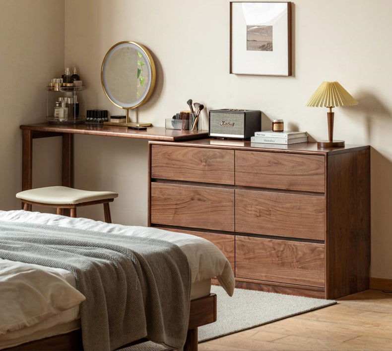 Black walnut solid wood retractable dressing table