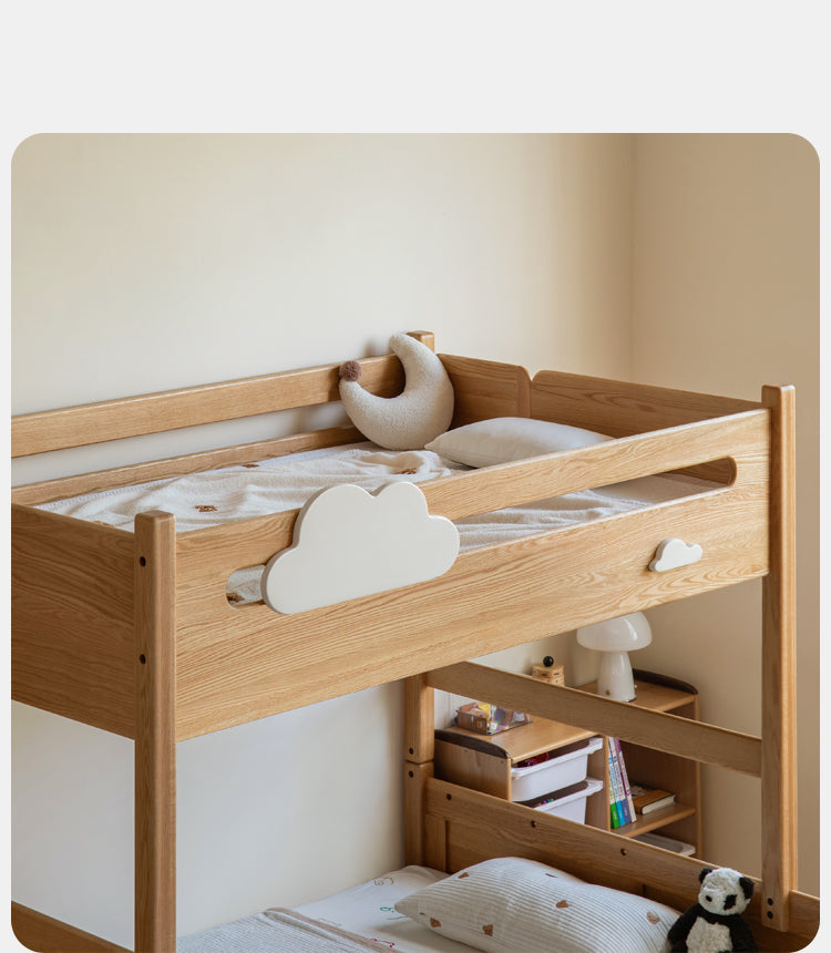 Oak Solid Wood Children's Cloud Bunk Bed