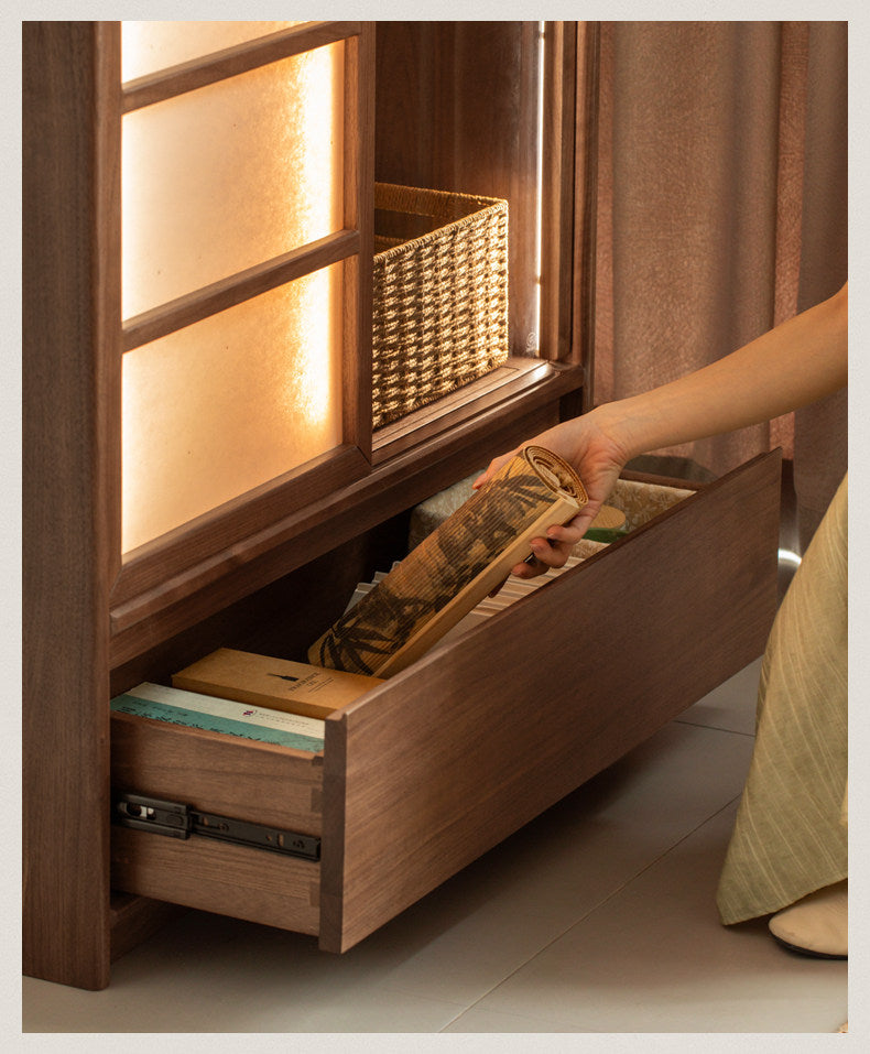 Black Walnut Solid Wood Storage Side Cabinet