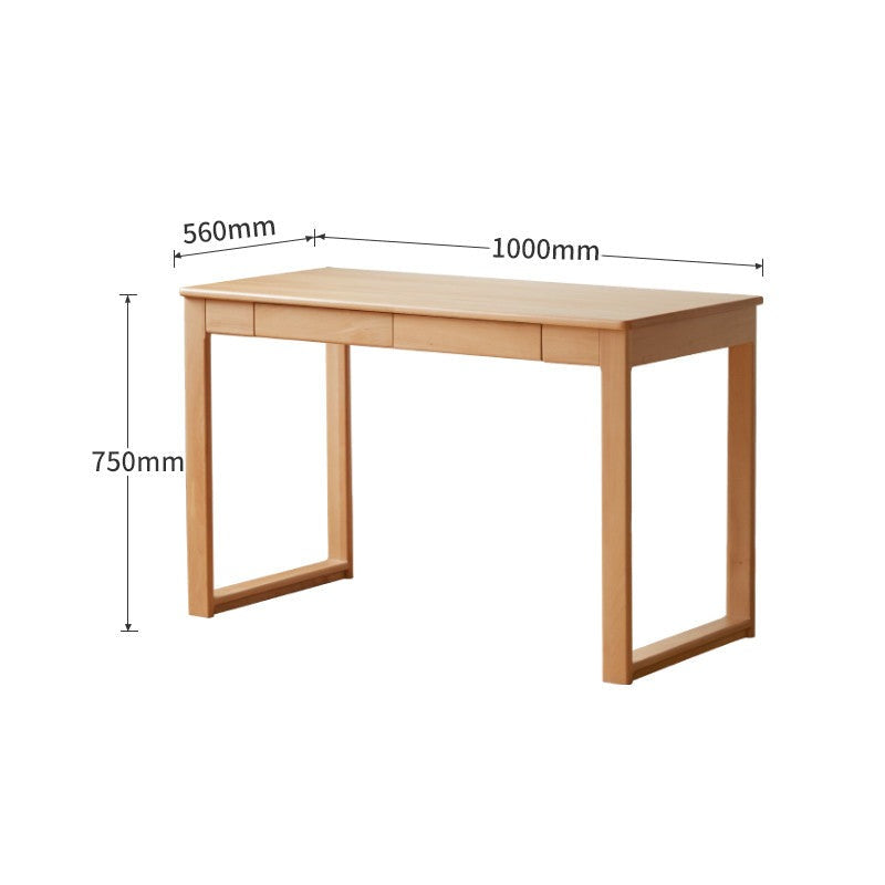 Beech solid wood office desk, modern and minimalist-