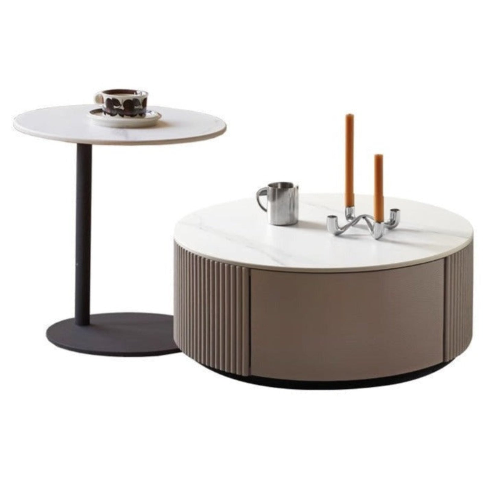 Oak Solid Wood French Light Luxury Rock Plate Coffee Table