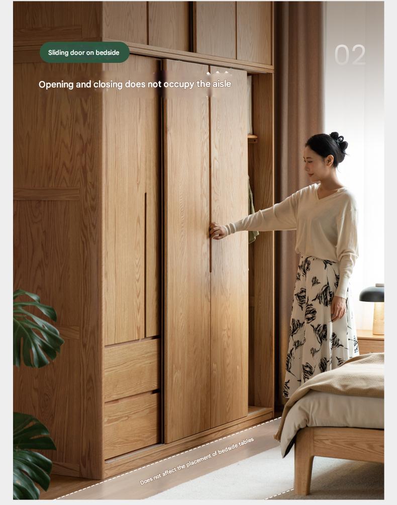 Oak Solid Wood Modern Storage Wardrobe