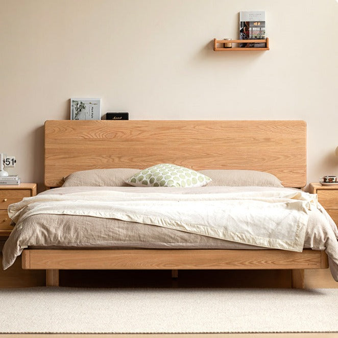 Oak solid wood modern suspension bed_)