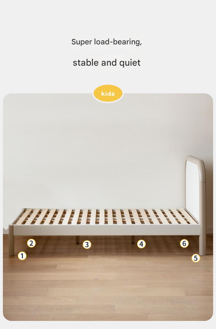 Poplar solid wood kids bed white cream<