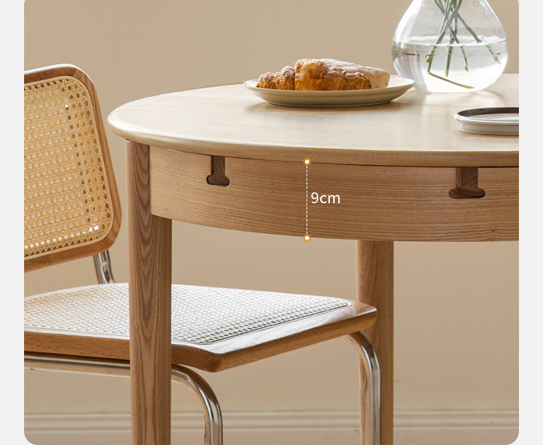 Oak, ash Solid Wood Retractable Round Dining Table