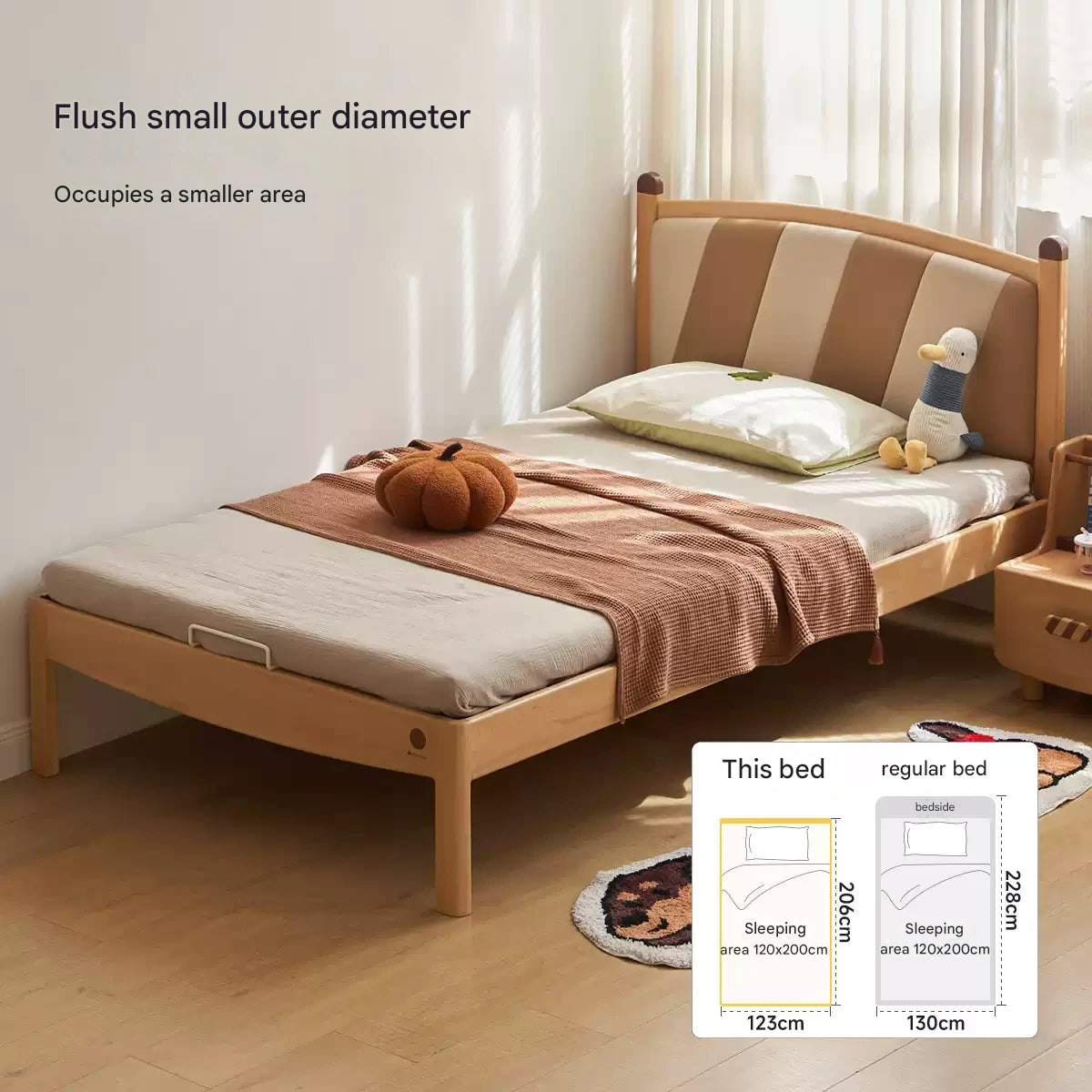 Beech Solid Wood Children's Modern Simple Single Bed