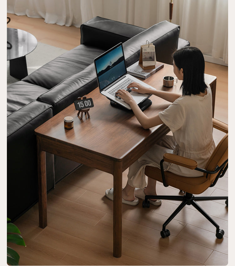 Black Walnut Solid Wood Rectangular Office Desk