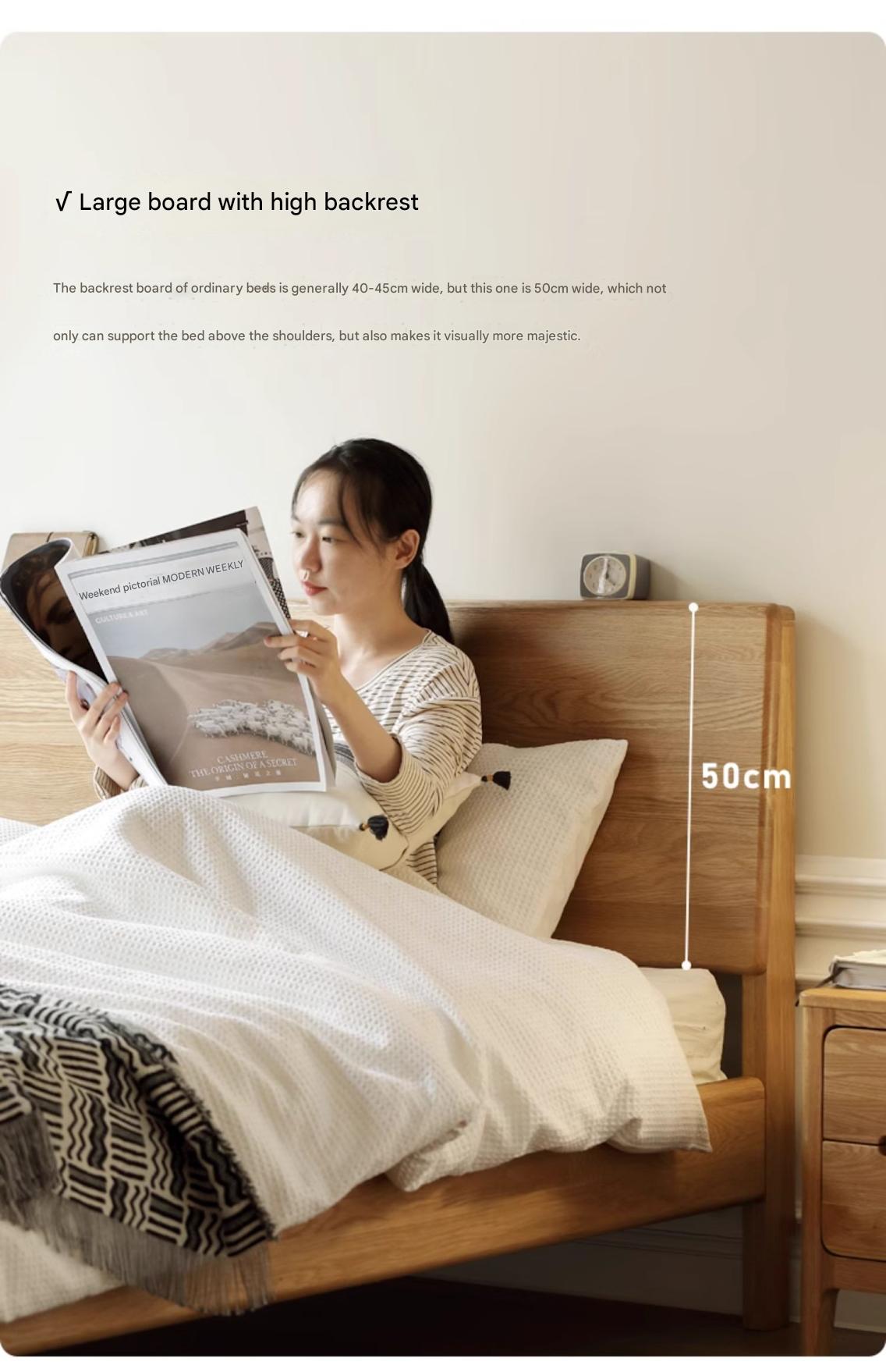 Oak solid wood Nordic modern simple bed