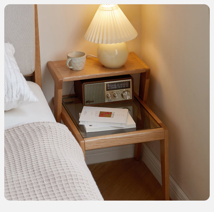 Oak solid wood Nightstand, side table.